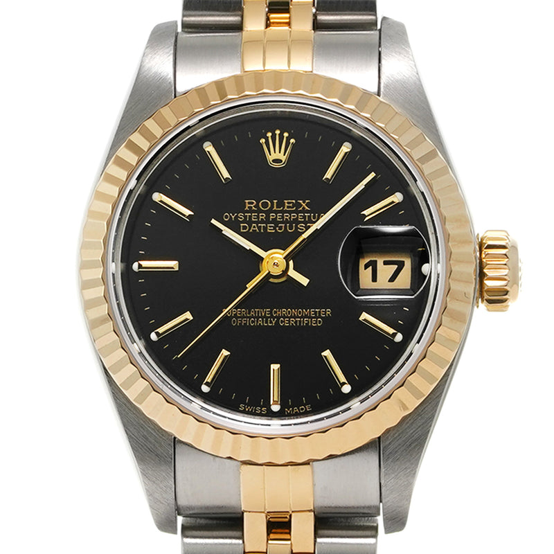 ROLEX ロレックス デイトジャスト  79173 レディース YG/SS 腕時計 自動巻き 黒文字盤 Aランク 中古 銀蔵