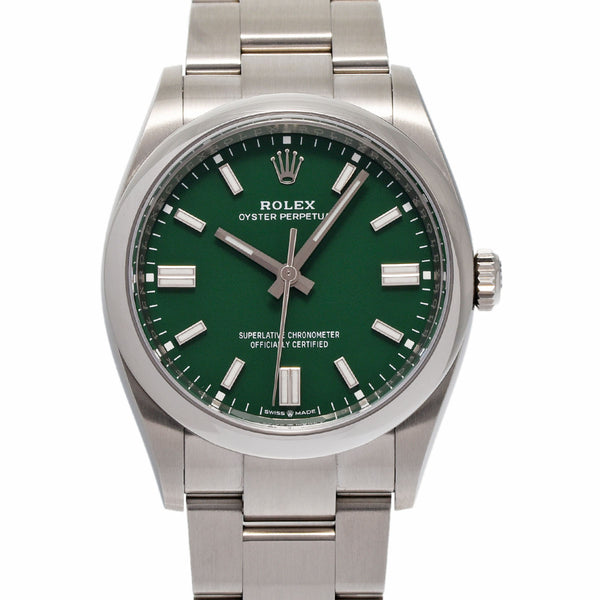 ROLEX ロレックス オイスターパーペチュアル 36 2023年3月 126000 メンズ SS 腕時計 自動巻き グリーン文字盤 Aランク 中古 銀蔵
