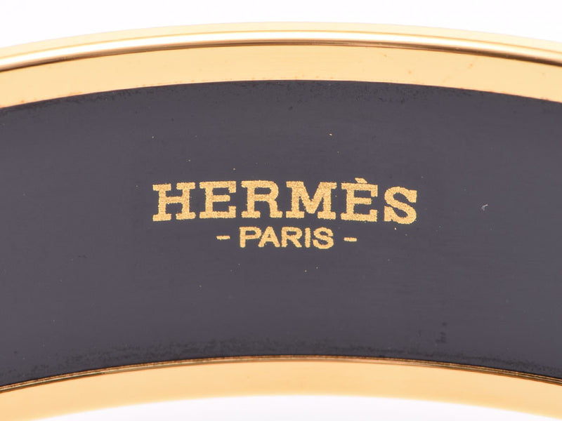 Used Hermes Emaile GM Bangle Orange Horse Pattern G Metal Fittings Box Bracelet /Bangle HERMES Ginzo