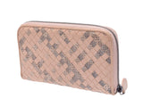 Pre-owned Bottega Veneta Round Zipper Long Wallet Leather/Python Intrecciato Pink Beige BOTTEGA VENETA Ginzo