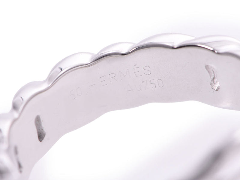 エルメス ベルトモチーフリング #50 レディース WG 6.4g 指輪 Aランク 美品 HERMES 箱 中古 銀蔵