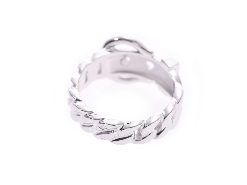 爱马仕皮带图案戒指 #50 女士 WG 6.4g 戒指 A 级美容 HERMES 盒二手银藏