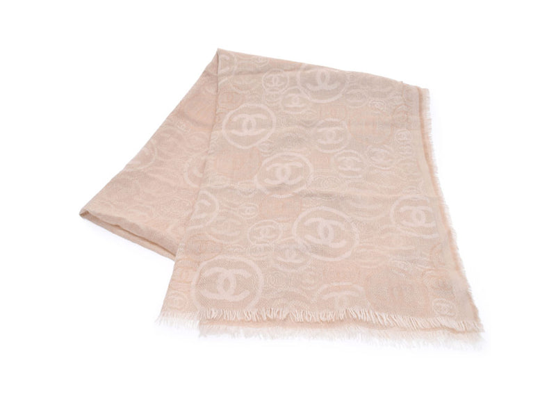 Chanel Shawl Coco Mark Beige Ladies Cashmere 100% A Rank Good Condition CHANEL Used Ginzo