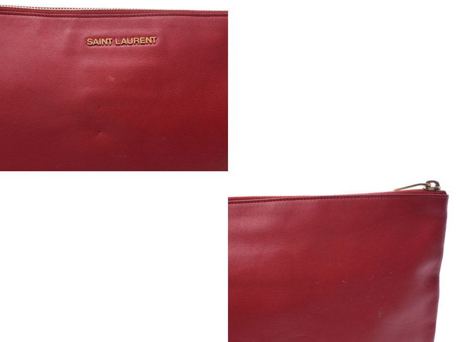 SAINT LAURENT クラッチバッグ 赤 サンローラン クラッチバッグ 赤 メンズ レディース レザー Bランク