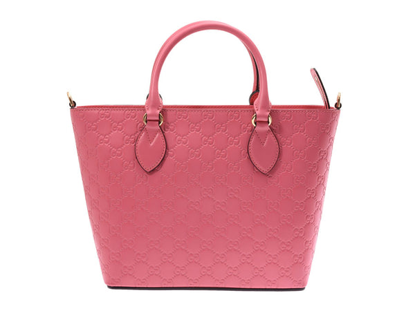 Gucci Gucci Shima 2WAY Handbag Pink Ladies Leather Unused Good Condition With GUCCI Strap Used Ginzo