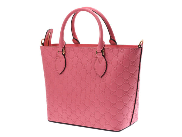 Gucci Gucci Shima 2WAY Handbag Pink Ladies Leather Unused Good Condition With GUCCI Strap Used Ginzo