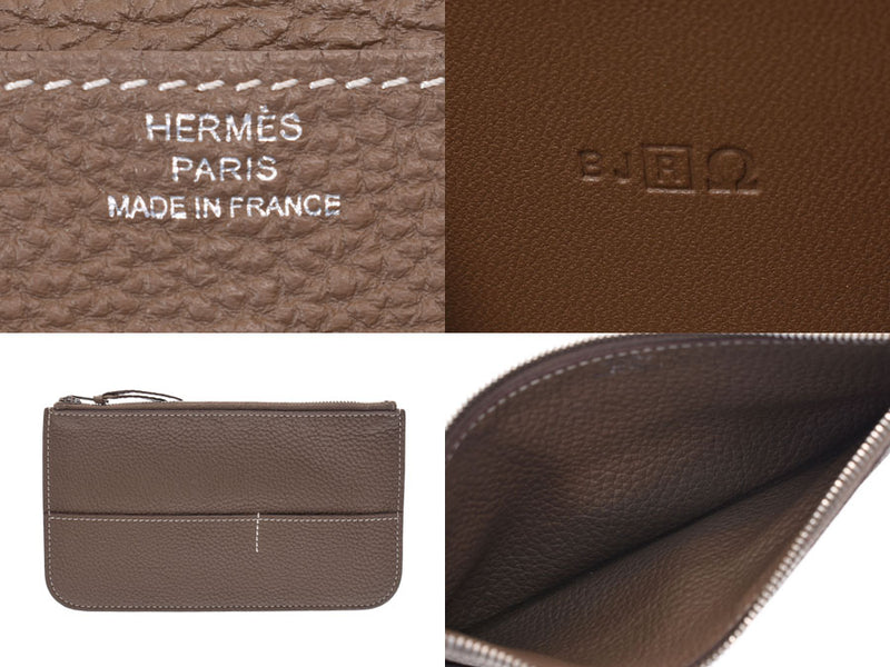 Hermes Dogon GM Etoop SV metal fittings □R engraved Men's Ladies Togo long wallet B rank HERMES used Ginzo