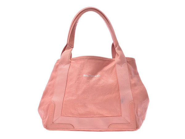 Balenciaga Navy Cabass S Pink Ladies Leather Handbag Tote Bag B Rank BALENCIAGA Used Ginzo