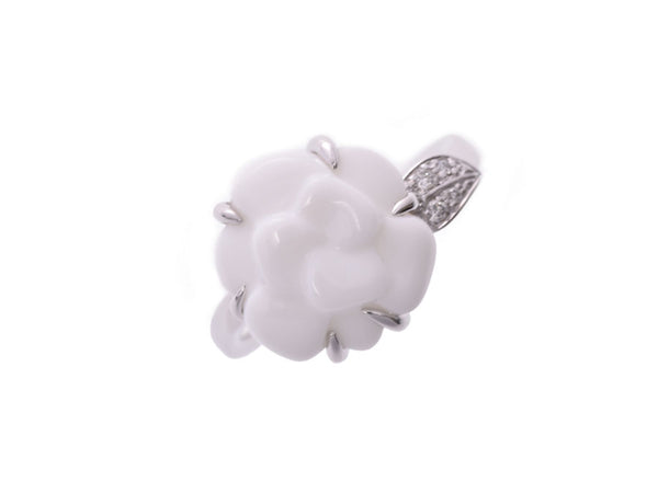 3.6 g of Chanel camellia ring #48 Lady's WG white Dai Sera-ya ring A rank CHANEL certificates used silver storehouse