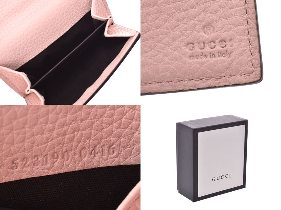 グッチ コンパクト財布 ビー ピンク レディース レザー 新品 GUCCI 箱