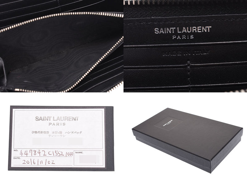 Saint Laurent Monogram Round zipper long wallet Star black Men's Ladies Calf AB rank SAINT LAURENT PARIS Box Used Ginzo