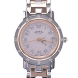 HERMES Hermes Clipper Nacre 12P Diamond CL4.222 Women's SS/PG Watch Quartz Pink Shell Dial A Rank Used Ginzo