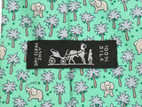 Hermes Tie Elephant Pattern Light Green Men's Silk 100% A Rank HERMES Box Used Ginzo