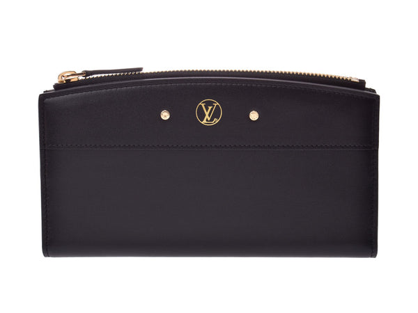 Louis Vuitton Portofoile Steamer Black G Metal Fittings Men's Women's Calf Long Wallet Sale Goods A Rank Beauty LOUIS VUITTON Used Ginzo