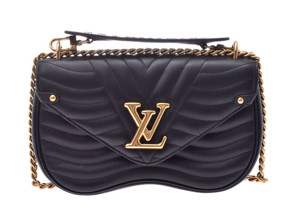 Louis Vuitton New Wave Chain Shoulder Bag MM Black M51498 Women's Leather Shinton Beauty LOUIS VUITTON Ginzo