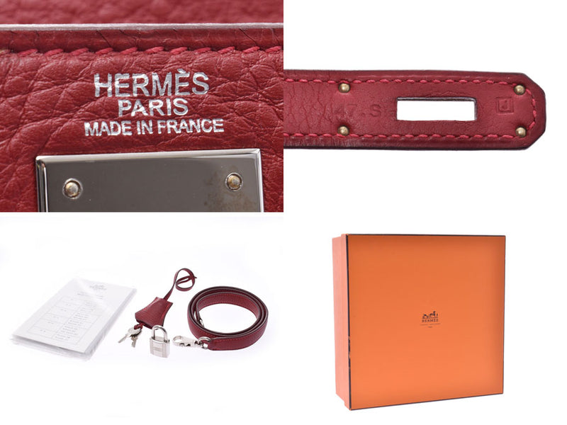 エルメス ケリー32 ルージュガランス SV金具 □J刻印 レディース トリヨンクレマンス 2WAYハンドバッグ ABランク HERMES ストラップ付 中古 銀蔵