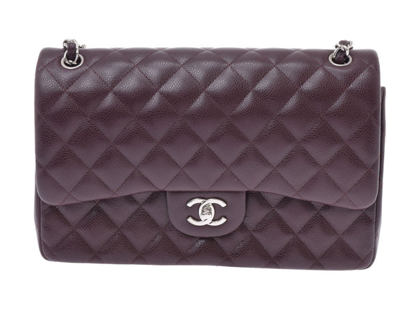 Chanel matelasse chain shoulder bag 30cm double-cover purple SV metal fittings Lady's caviar skin A rank beauty product CHANEL used silver storehouse