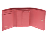 香奈儿紧凑三折钱包三文鱼粉红色女士鱼子酱皮肤B等级框香奈儿银盒使用