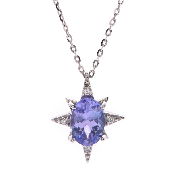 STAR JEWELY Star Jewelry Crossing Star Ladies K18WG/Diamond/Colorstone Necklace A Rank Used Ginzo