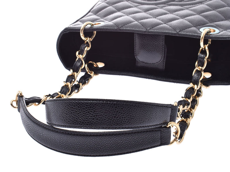 Chanel Matrasse PST Tote Bag Black G Hardware Ladies Caviar Skin A Rank CHANEL Box Used Ginzo