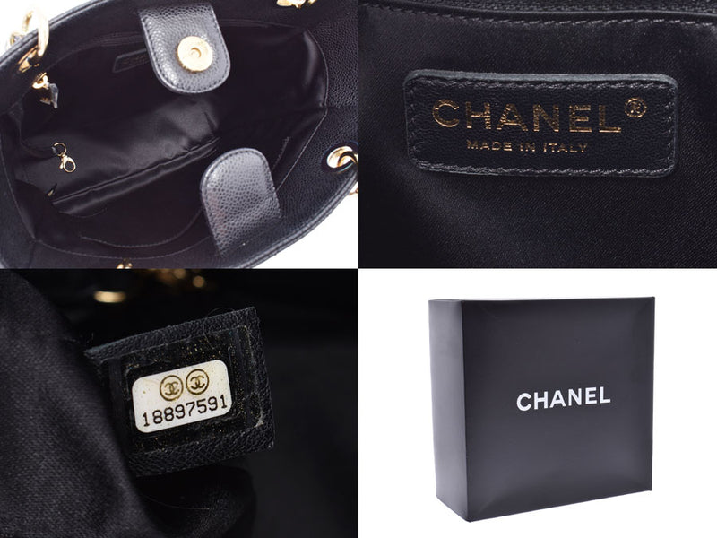 Chanel Matrasse PST Tote Bag Black G Hardware Ladies Caviar Skin A Rank CHANEL Box Used Ginzo