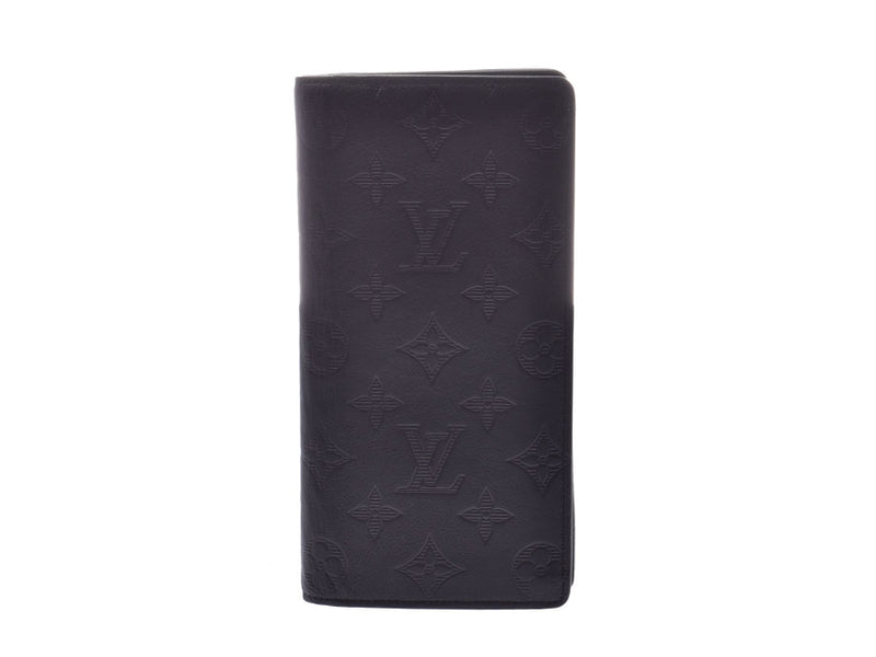 Louis Vuitton Monogram Shadow Portofeuil Braza Black M62900 Men's Genuine Leather Long Wallet A Rank Good Condition LOUIS VUITTON Used Ginzo