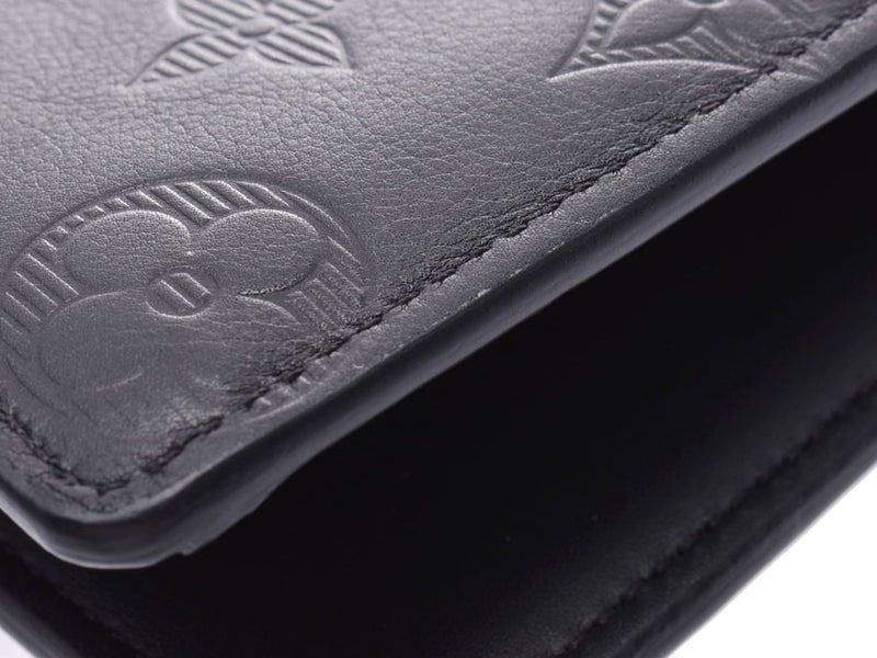 Louis Vuitton Monogram Shadow Portofeuil Braza Black M62900 Men's Genuine Leather Long Wallet A Rank Good Condition LOUIS VUITTON Used Ginzo