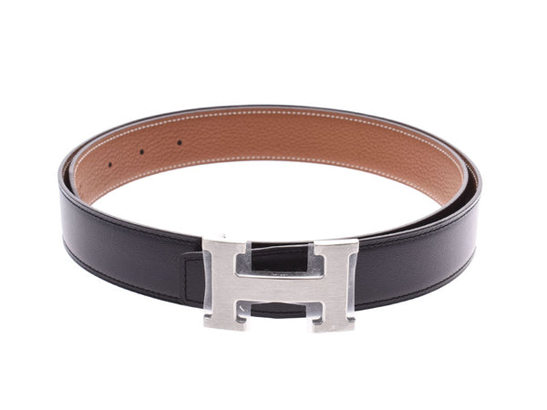 Hermes H-Belt 95cm Black/Gold SV Metal Fittings C Engraved Men's BOX Calf/Togo New HERMES Box Ginzo