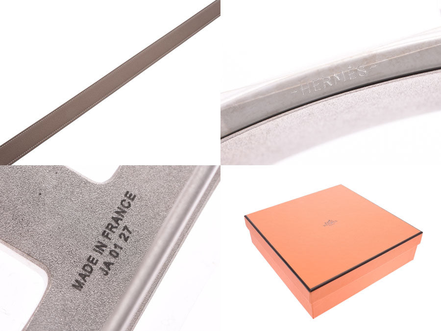 エルメスHベルト 95cm リバーシブル エトゥープ/白 シルバー金具 D刻印