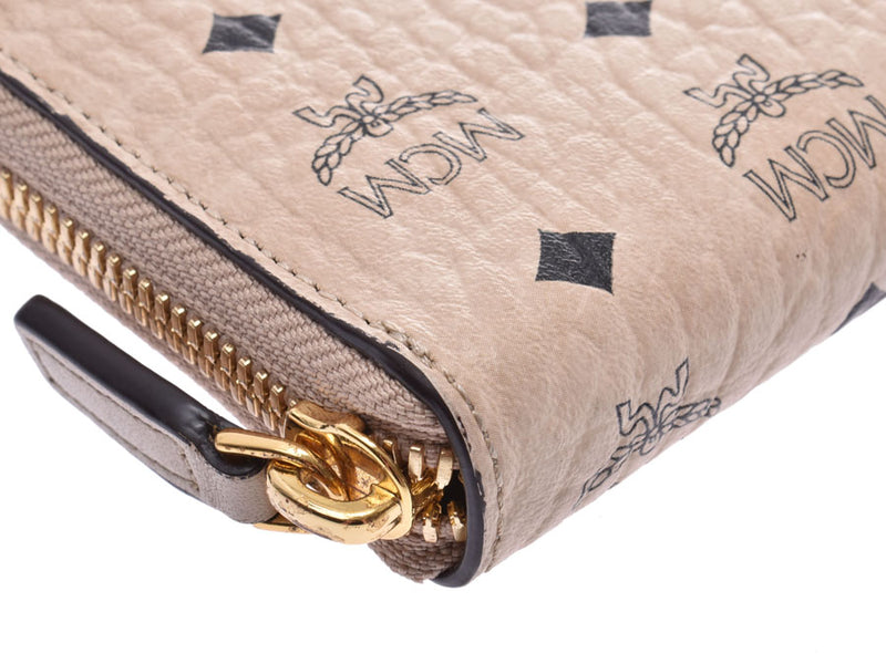 Card Holder Mcm Portemonnaie Beige MCM Round Zipper Long Wallet
