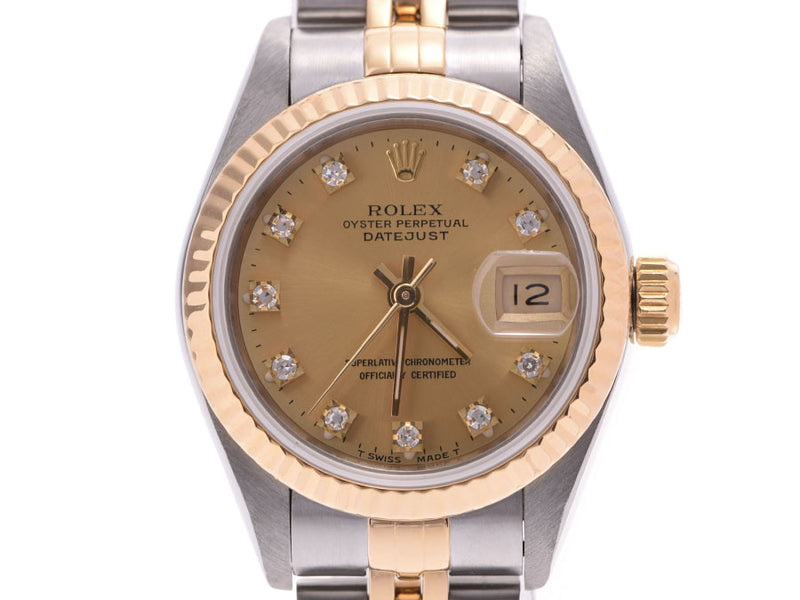 Rolex Datejust Champagne Dial 10P Diamond 69173G S number Ladies SS/YG self-winding watch B rank ROLEX used Ginzo
