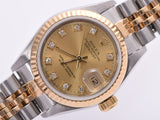 Rolex Datejust Champagne Dial 10P Diamond 69173G S number Ladies SS/YG self-winding watch B rank ROLEX used Ginzo