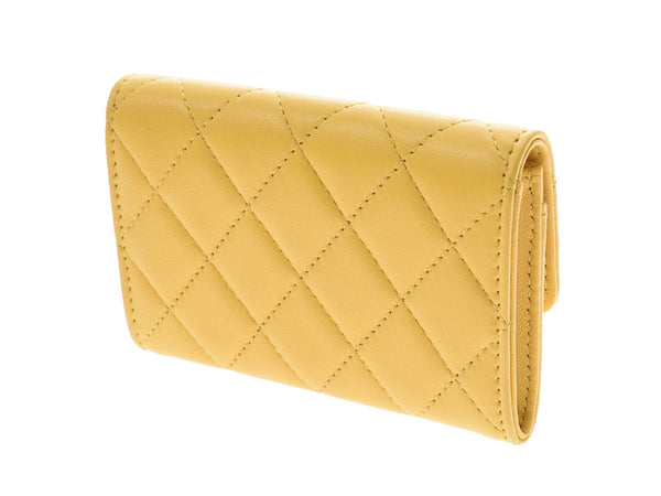 Chanel matelasse coin case yellow SV metal fittings Lady's lambskin coin purse newly beauty product CHANEL box guarantee used silver storehouse