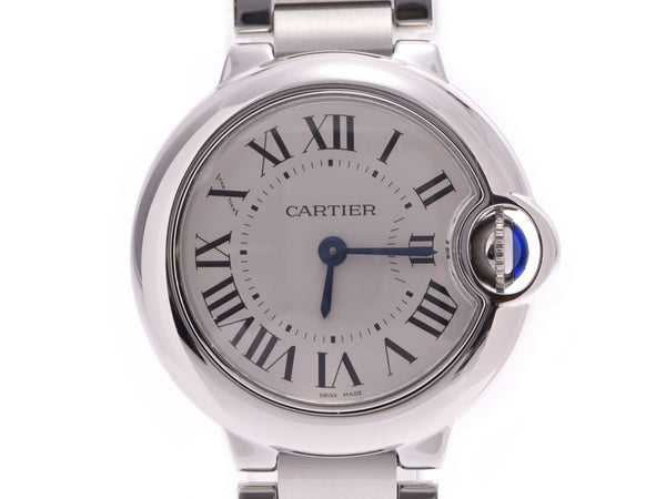 Cartier Baron Blue SM White Dial Ladies SS Quartz Watch A Rank Beauty CARTIER Gala Used Ginzo