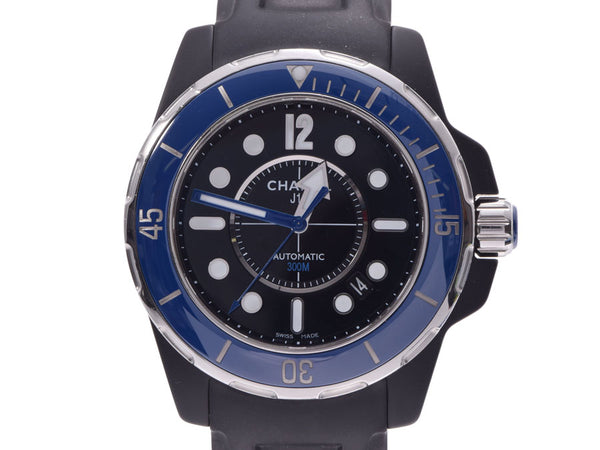 Chanel J12 42mm Marine Black Dial Blue Bezel H2559 Men's Black Ceramic/Rubber Automatic Watch A Rank Good Condition CHANEL Used Ginzo