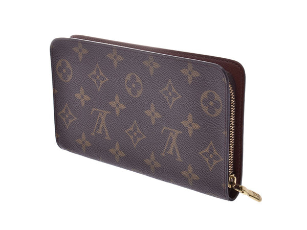 Louis Vuitton Monogram Portomonezip Brown M61727 Men's Women's Genuine Leather Long Wallet AB Rank LOUIS VUITTON Used Ginzo