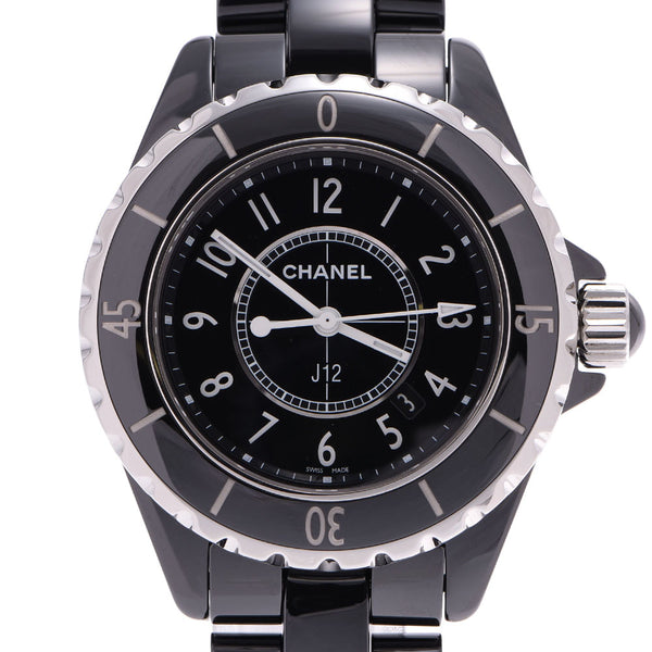 CHANEL J12 33mm Boys Black Ceramic Watch H0682 Used
