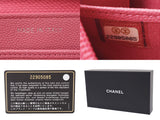 CHANEL Chanel Button Motif Round Zipper Pink Ladies Caviar Skin Long Wallet AB Rank Used Ginzo