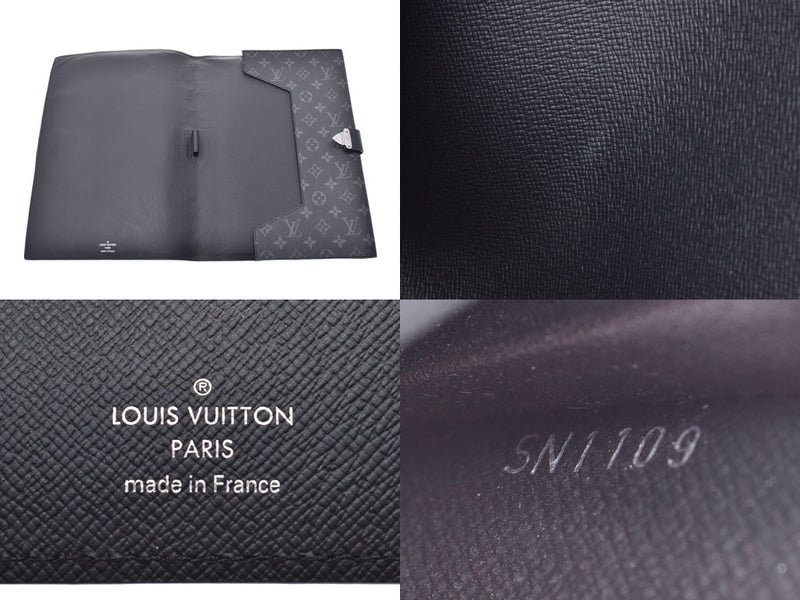 Louis Vuitton Eclipse Porto Documan GM Black/Grey GI0273 Men's Document AB Rank LOUIS VUITTON Used Silver Subsidies