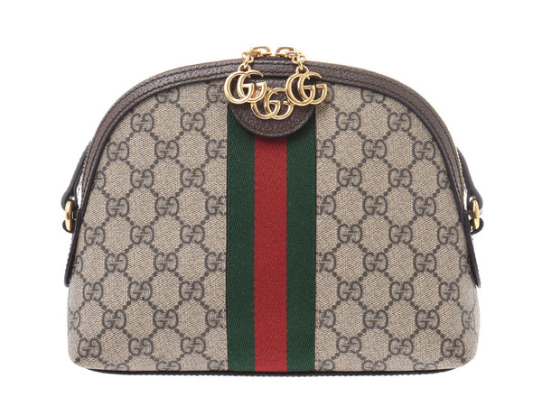 Gucci Ophidia单肩包Greige 499621女士PVC /皮革Shin GUCCI包装盒二手Ginzo