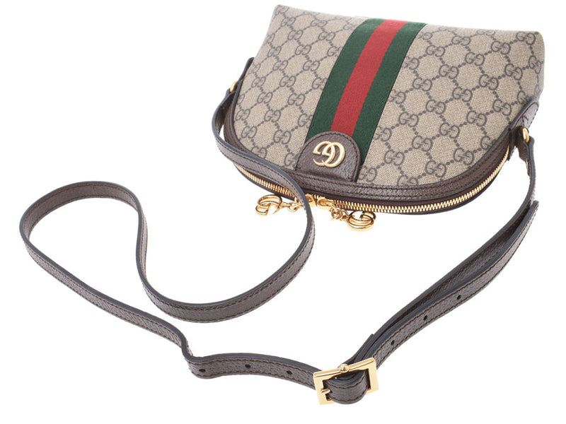 Gucci Ophidia Shoulder Bag Greige 499621 Ladies PVC/Leather Shin GUCCI Box Used Ginzo
