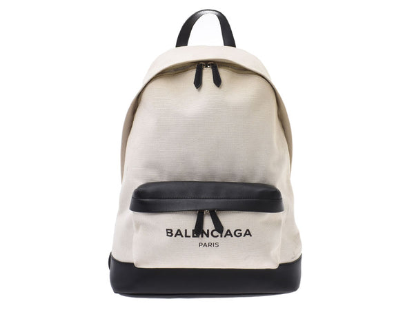 Balenciaga Backpack White/Black Men's Women's Canvas/Leather Backpack B Rank BALENCIAGA Used Ginzo
