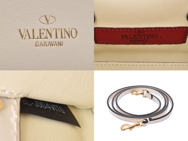 瓦伦蒂诺 2WAY 迷你手袋 白色 G 配件 女士 卡夫 新 相同 美丽的 VALENTINO GARAVANI 表带 二手银仓库