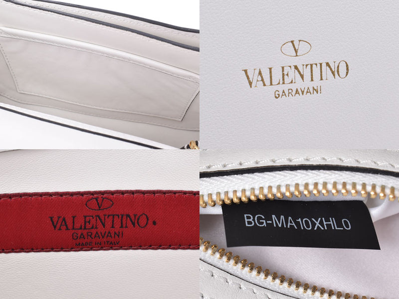 Valentino半肩包，白色G硬件女士小牛皮Shindo Beauty VALENTINO GARAVANI二手Ginzo