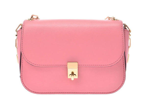 Valentino chain shoulder bag pink G hardware ladies calf Shindo beautiful goods VALENTINO GARAVANI used Ginzo