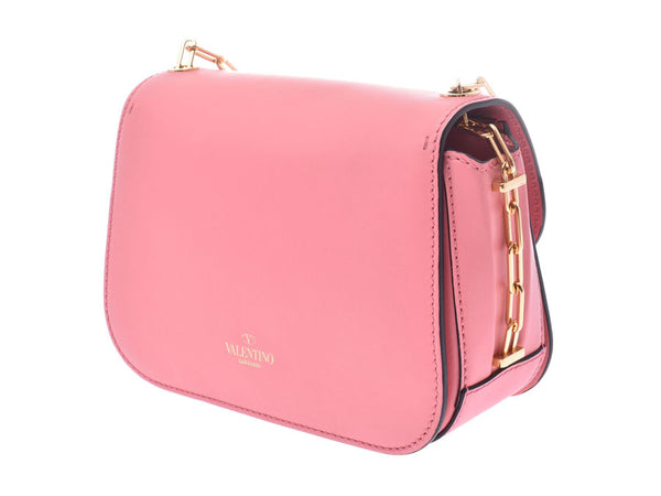 Valentino chain shoulder bag pink G hardware ladies calf Shindo beautiful goods VALENTINO GARAVANI used Ginzo