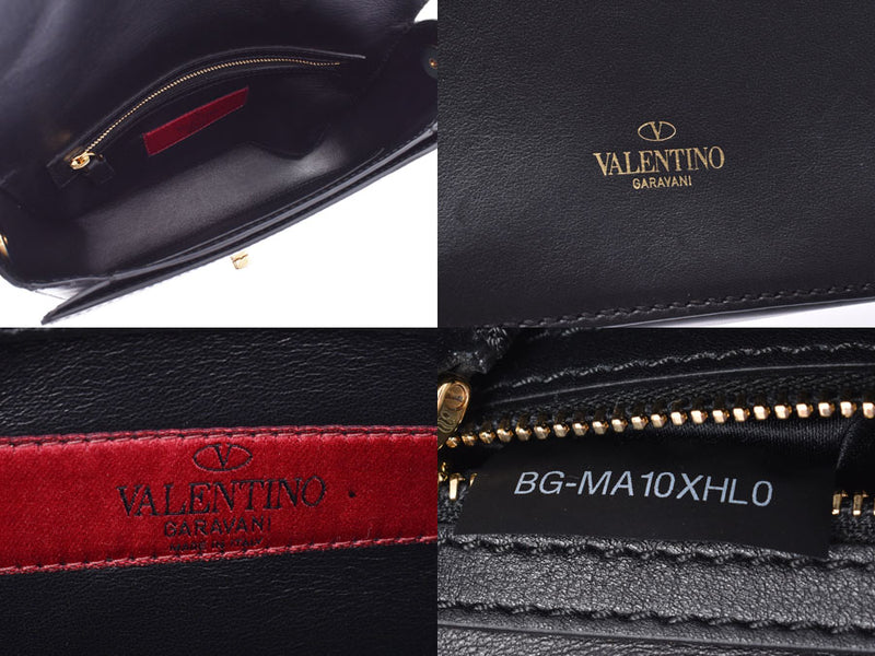 Valentino Semi-Shoulder Bag Black G Metal Fittings Women's Calf Shindo Beauty VALENTINO GARAVANI Used Ginzo