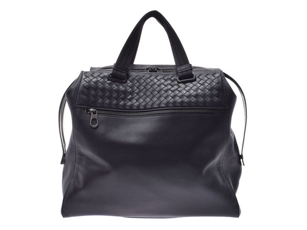 ボッテガヴェネタハンドバッグイントレチャート black Lady's men leather B rank BOTTEGA VENETA used silver storehouse