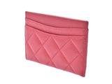 CHANEL Matrachet Card Case Pink Women's Caviar Skin AB Rank CHANEL Gala Used Ginzo