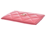 CHANEL Matrachet Card Case Pink Women's Caviar Skin AB Rank CHANEL Gala Used Ginzo